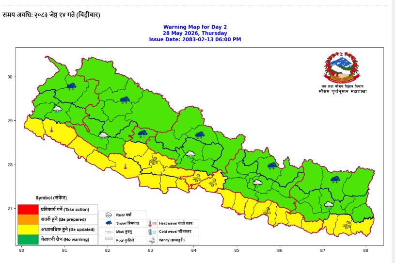 देशभर वर्षा र चट्याङको सम्भावना, तराईका केही क्षेत्रमा गर्मीको चेतावनी ...